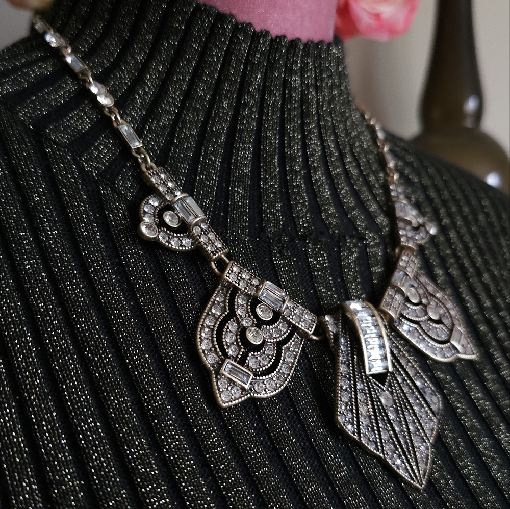 Ben-Amun Deco Style Necklace. Art Deco Necklace. Deco Wedding Jewelry. - Picture 3 of 11